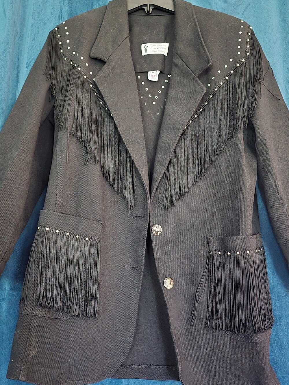 Vintage Marta's Collection Black Western Fringe Stud Jacket Blazer USA M